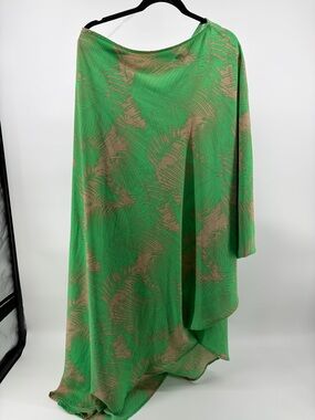 Tyche Dress Womens Large Green One Shoulder Tropical Print Maxi Dress